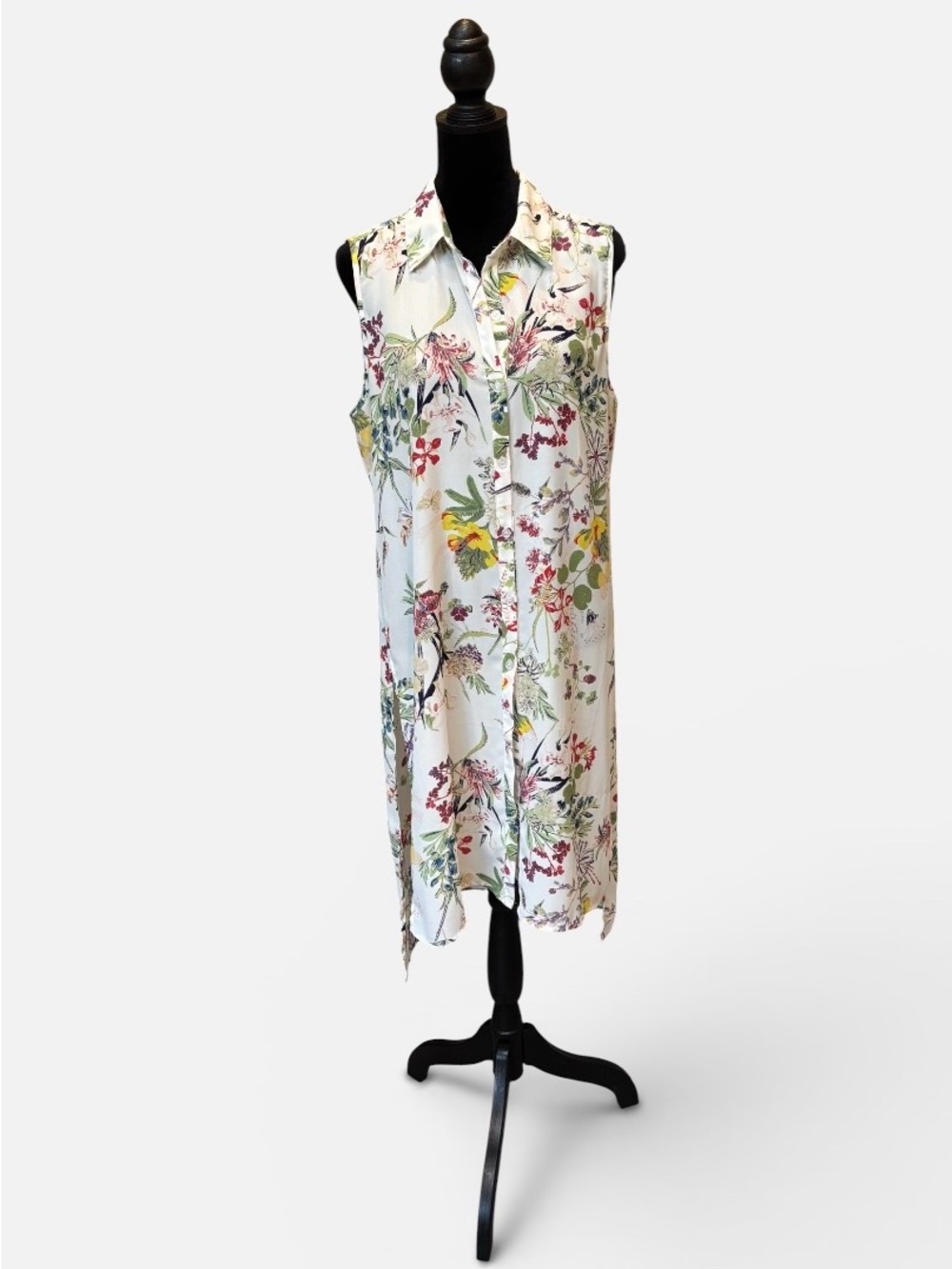 Spense Floral Print Sleeveless Dress - White, Green, Red